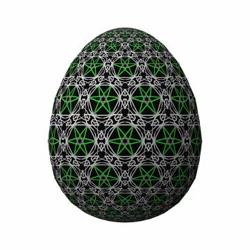Happy Easter, Artfully designed and colorful 3D easter egg, 3D illustration o イラスト素材