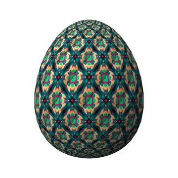 Happy Easter, Artfully designed and colorful 3D easter egg, 3D illustration o Stock-Illustration