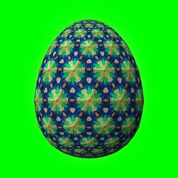 Happy Easter, Artfully designed and colorful 3D easter egg, 3D illustration o イラスト素材