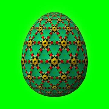 Happy Easter, Artfully designed and colorful 3D easter egg, 3D illustration o イラスト素材