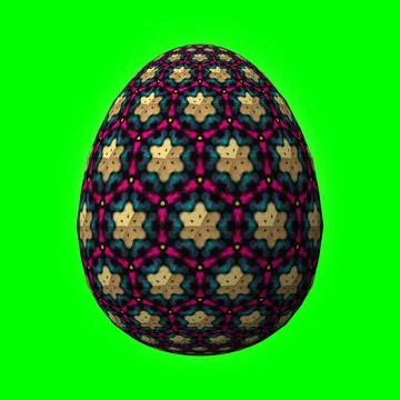 Happy Easter, Artfully designed and colorful 3D easter egg, 3D illustration o イラスト素材