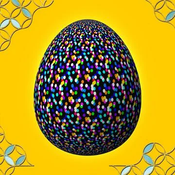 Happy Easter, Artfully designed and colorful 3D easter egg, 3D illustration o Stockillustratie