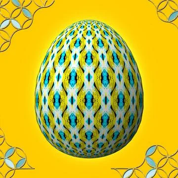 Happy Easter, Artfully designed and colorful 3D easter egg, 3D illustration o Stock-Illustration