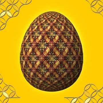 Happy Easter, Artfully designed and colorful 3D easter egg, 3D illustration o イラスト素材