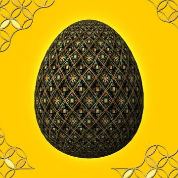 Happy Easter, Artfully designed and colorful 3D easter egg, 3D illustration o イラスト素材