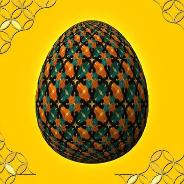 Happy Easter, Artfully designed and colorful 3D easter egg, 3D illustration o イラスト素材