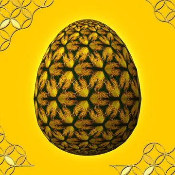 Happy Easter, Artfully designed and colorful 3D easter egg, 3D illustration o イラスト素材