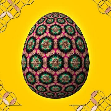 Happy Easter, Artfully designed and colorful 3D easter egg, 3D illustration o イラスト素材