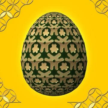 Happy Easter, Artfully designed and colorful 3D easter egg, 3D illustration o Stock Illustration