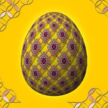 Happy Easter, Artfully designed and colorful 3D easter egg, 3D illustration o イラスト素材