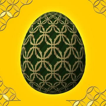 Happy Easter, Artfully designed and colorful 3D easter egg, 3D illustration o イラスト素材