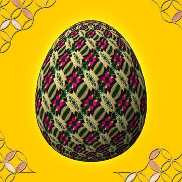 Happy Easter, Artfully designed and colorful 3D easter egg, 3D illustration o Stock Illustration