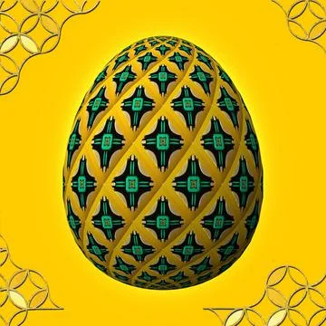 Happy Easter, Artfully designed and colorful 3D easter egg, 3D illustration o Stock Illustration