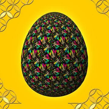 Happy Easter, Artfully designed and colorful 3D easter egg, 3D illustration o 스톡 일러스트