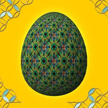 Happy Easter, Artfully designed and colorful 3D easter egg, 3D illustration o イラスト素材