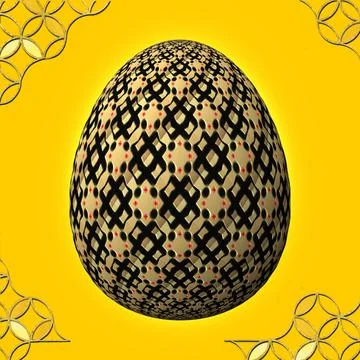 Happy Easter, Artfully designed and colorful 3D easter egg, 3D illustration o イラスト素材