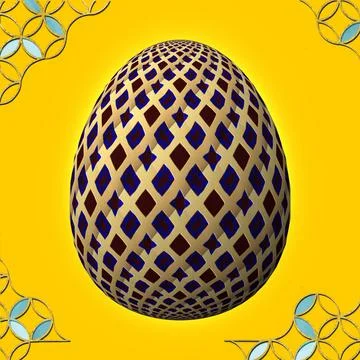Happy Easter, Artfully designed and colorful 3D easter egg, 3D illustration o Stock Illustration
