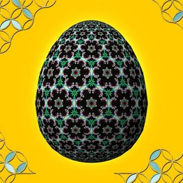 Happy Easter, Artfully designed and colorful 3D easter egg, 3D illustration o イラスト素材