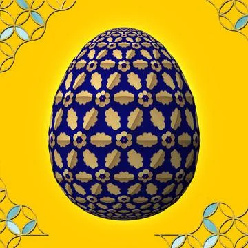 Happy Easter, Artfully designed and colorful 3D easter egg, 3D illustration o イラスト素材