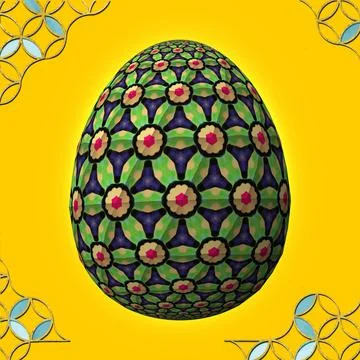 Happy Easter, Artfully designed and colorful 3D easter egg, 3D illustration o イラスト素材
