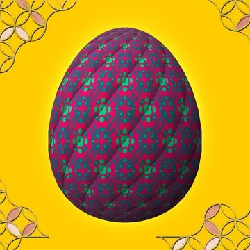 Happy Easter, Artfully designed and colorful 3D easter egg, 3D illustration o イラスト素材