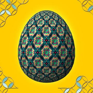 Happy Easter, Artfully designed and colorful 3D easter egg, 3D illustration o Stockillustratie