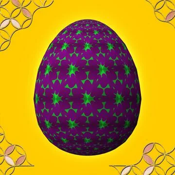 Happy Easter, Artfully designed and colorful 3D easter egg, 3D illustration o イラスト素材