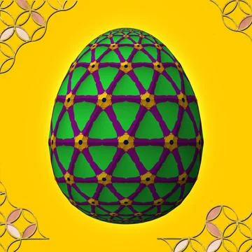 Happy Easter, Artfully designed and colorful 3D easter egg, 3D illustration o イラスト素材