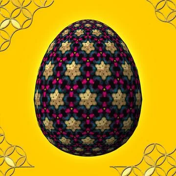 Happy Easter, Artfully designed and colorful 3D easter egg, 3D illustration o 스톡 일러스트