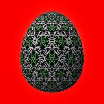 Happy Easter, Artfully designed and colorful 3D easter egg, 3D illustration o Stockillustratie