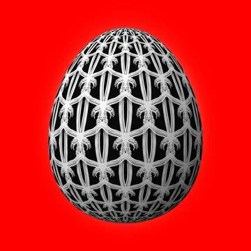 Happy Easter, Artfully designed and colorful 3D easter egg, 3D illustration o イラスト素材