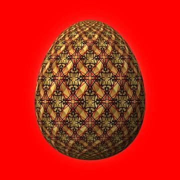 Happy Easter, Artfully designed and colorful 3D easter egg, 3D illustration o イラスト素材