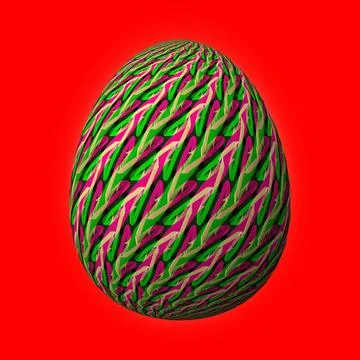 Happy Easter, Artfully designed and colorful 3D easter egg, 3D illustration o イラスト素材