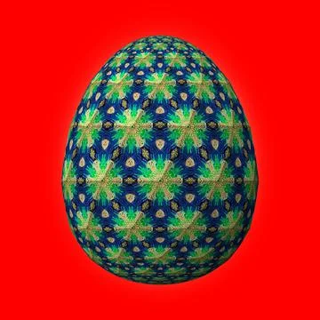 Happy Easter, Artfully designed and colorful 3D easter egg, 3D illustration o 스톡 일러스트