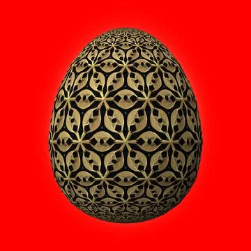 Happy Easter, Artfully designed and colorful 3D easter egg, 3D illustration o イラスト素材