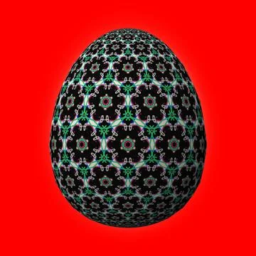 Happy Easter, Artfully designed and colorful 3D easter egg, 3D illustration o イラスト素材