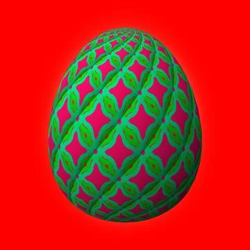 Happy Easter, Artfully designed and colorful 3D easter egg, 3D illustration o イラスト素材