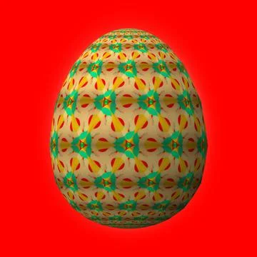 Happy Easter, Artfully designed and colorful 3D easter egg, 3D illustration o イラスト素材