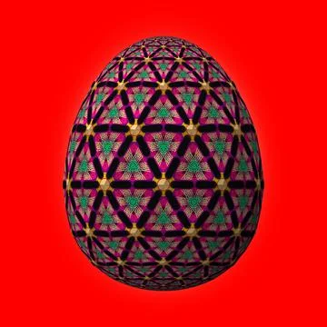 Happy Easter, Artfully designed and colorful 3D easter egg, 3D illustration o イラスト素材