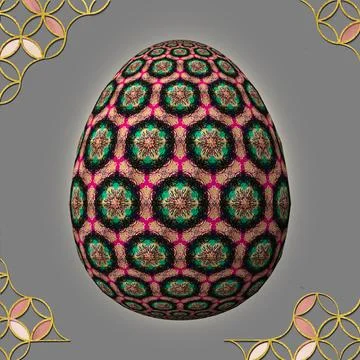 Happy Easter, Artfully designed and colorful 3D easter egg, 3D illustration o Stockillustratie