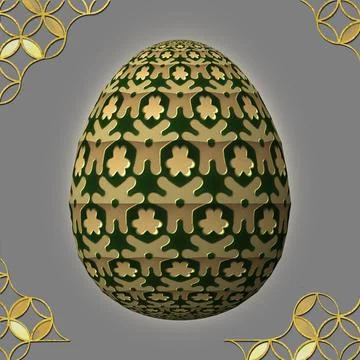 Happy Easter, Artfully designed and colorful 3D easter egg, 3D illustration o イラスト素材