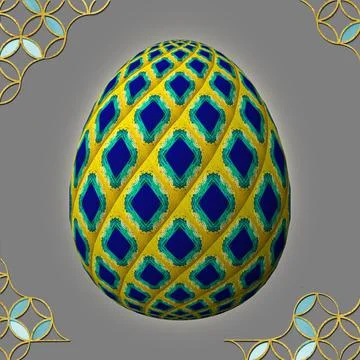 Happy Easter, Artfully designed and colorful 3D easter egg, 3D illustration o 스톡 일러스트