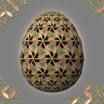 Happy Easter, Artfully designed and colorful 3D easter egg, 3D illustration o Stock Illustration