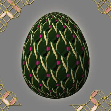 Happy Easter, Artfully designed and colorful 3D easter egg, 3D illustration o Illustrazione stock