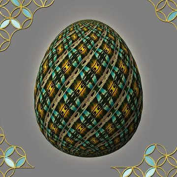 Happy Easter, Artfully designed and colorful 3D easter egg, 3D illustration o イラスト素材