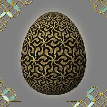 Happy Easter, Artfully designed and colorful 3D easter egg, 3D illustration o Stock Illustration