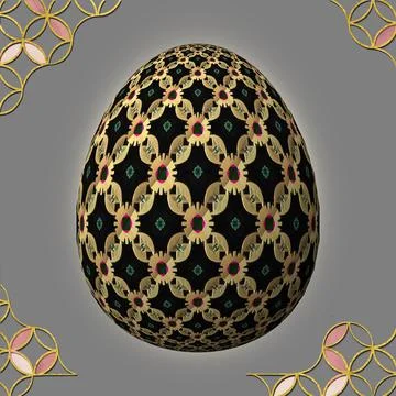 Happy Easter, Artfully designed and colorful 3D easter egg, 3D illustration o Illustrazione stock
