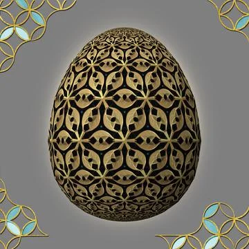 Happy Easter, Artfully designed and colorful 3D easter egg, 3D illustration o Stock Illustration