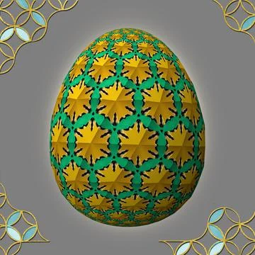 Happy Easter, Artfully designed and colorful 3D easter egg, 3D illustration o イラスト素材