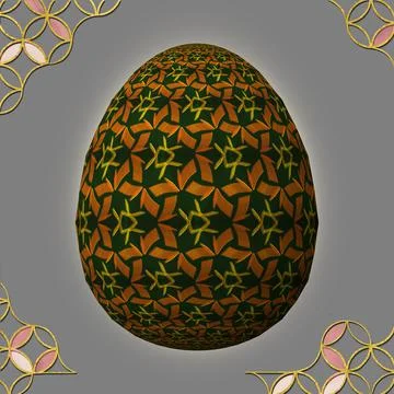 Happy Easter, Artfully designed and colorful 3D easter egg, 3D illustration o イラスト素材